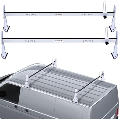 Van Ladder Roof Racks Universal Cargo roof RackTrailer Ladder Rack ShelfLadder Shelves for Truck Adjustable Length 56-64 Upgraded Anti Collapse 5-Section 2 Bars and 800 lbs Load Capacity