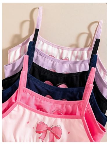 Verdusa Girl's 6 Pack Cute Bow Training Bras Spaghetti Strap Seamless Wireless Bralettes3