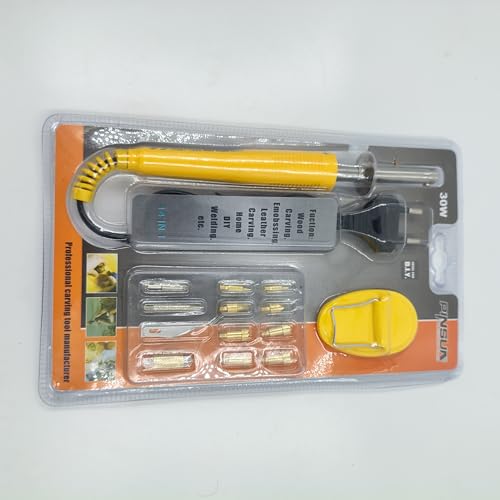 Image of 30W Wood Burning Tool Kit with Temperature Control, 9 Tips, Yellow Handle