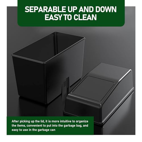 Image of 1 PC Car Trash Can, 8.2 inch x 7.8 inch x 3.9 inch Multifunctional Push Type Waterproof Storage Box, with Lid Isolate Odor Detachable Structure Trash Can, Universal Portable Organizer for Car Home (Black)