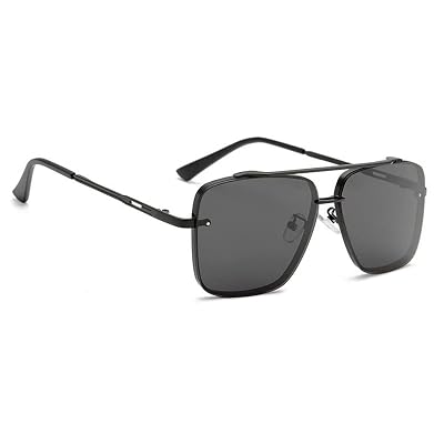 Dervin UV Protected Driving Pilot Gradient Metal Body Square Sunglasses for Men and Women (Black)