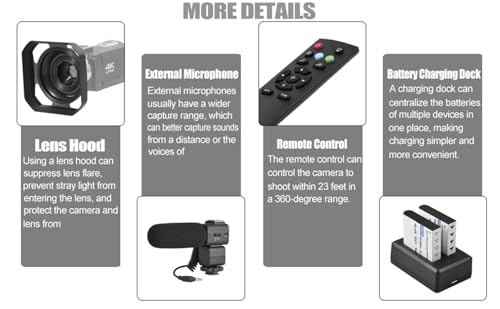 Caméscope vidéo 4k écran tactile avec microphone pour caméra vlogging Youtube - 6