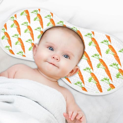 Orange Carrots Muslin Burp Cloths for Baby 4-Layer Absorbent Cotton Large 22" x 11" Soft Spit Up Rags for Newborns Boys Girls, 4 Pack4