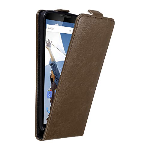 Cadorabo Funda para Motorola Nexus 6 in MARRÓN CAFÉ   Cubierta Proteccíon Estilo Flip con Cierre Magnético   Etui Case Cover Carcasa
