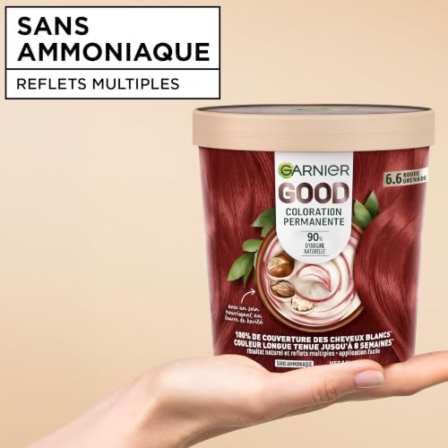 Coloration 6.6 Grenade Sans Ammoniaque Couvre 100% Cheveux Blancs Vegan Good Garnier La Boite - vue 5