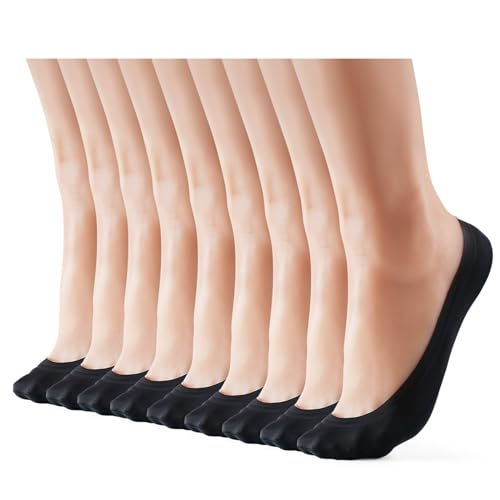 Image of No Show Socks Women Nylon Low Non-Slip Thin Liner Socks for Flats | Breathable material, Invisible hidden in high heels, Double anti-slip grip, Snug fit for ballet shoes casual