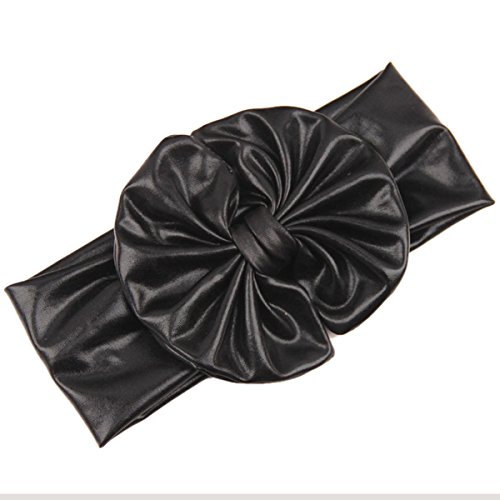 HAPPY CHERRY 1 Pc Metallic Big Bowknot Baby Kibds Headband Hair Bow Band Accessories Headwear - Black - 1-7 Years