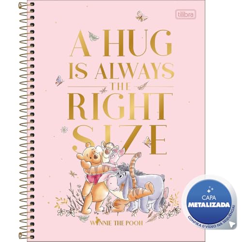 Tilibra - Caderno Espiral Capa Dura Universitário Connect 10 Matérias Pooh 160 Folhas - A Hug Is Alw