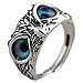 WINBST Anillo de la suerte de búhos de plata de ley 925, estilo vintage, abierto, protección antigua, para mujeres y hombres