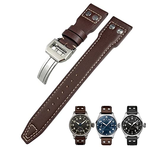 Bracelet montre 20mm cuir pour IWC Big Pilot Top Gun IW3777 noir