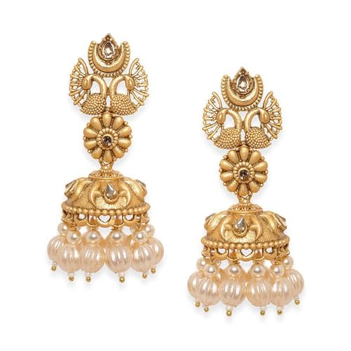 Rubans Gold-Plated Pearls Peacock Shaped Jhumkas Earrings (B0D6RG5PKP) Amazon Price History, Amazon Price Tracker