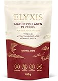 ELYXIS® Marines Kollagen Pulver hochdosiert – Peptide Typ I & III mit Hyaluronsäure, Vitamin C, E & Biotin – für Haut, Haare & Nägel – 450 g für 45 Tage – neutraler Geschmack