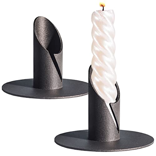 YHSWIN 2 Piezas Candelero de Metal, Vintage Candelabros de Hierro Negro Adecuado para Velas Cónicas y Velas de Pilar, Decoración de Mesa, Día de San Valentín, Navidad
