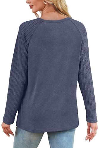 Image of OFEEFAN Long Sleeve Shirts for Womens Fall Fashion 2026 Crewneck Oversized Sweatshirt Tunic Tops to Wear with Leggings