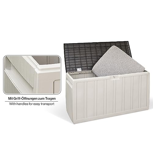 Kreher XXL Coffre à coussins/Boîte de rangement Leonardo en crème-blanc avec 270 L de volume utile - robuste, lavable et facile à assembler – Image 5