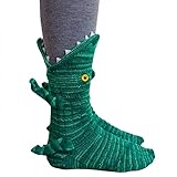 FACAIAFALO Unisex Strick Bodensocken Krokodil Socken Stoppersocken Gestrickte Tier Karpfen Hai Krokodilform Frosch Socken Home Warme Gepolsterte Bodensocken