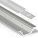 Produktbild 2m Aluprofil TRIO (45°) 2 Meter Aluminium Ecke Profil-Leiste eloxiert für LED Streifen - Set inkl Abdeckung-Schiene satiniert-frosted diffuse halbtransparent und Endkappen (2 Meter satiniert slide)