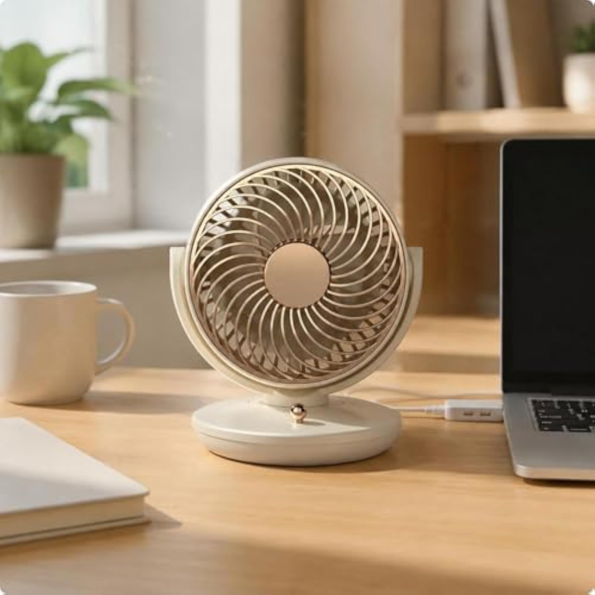Mini Oscillating Fan, Long Life Portable USB Fan