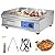 3000W 21.6" Electric Countertop Flat Top Griddle Grill Non-Stick Commercial Restaurant Teppanyaki Grill Stainless Steel Tabletop Flat Top Grill Machine with Adjustable Thermostatic Control,110V