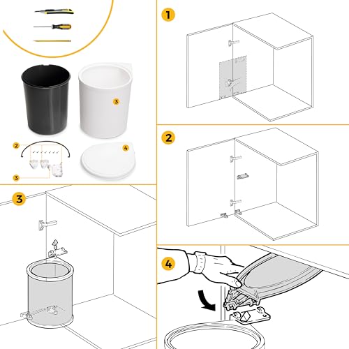 Poubelles de porte de meuble 13L Emuca compartiment déchets blanc plastique - 7