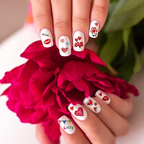Tailaimei 12 Sheets Valentine's Day Nail Stickers, Self-Adhesive Diy Nail Art Decals, Design For Kiss Love Hug (982 Pcs) #TOP1