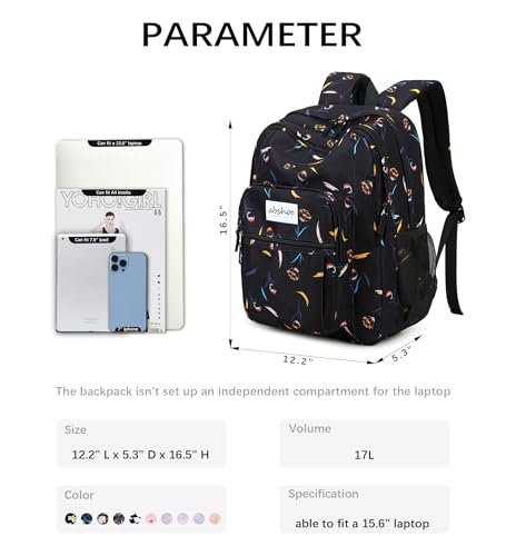 abshoo Classical Basic Floral Womens School Backpack For College Teen Girls Water Resistant Bookbag (Floral Black C)