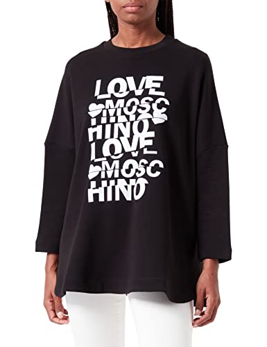 Love Moschino Oversized Round Neck Sweatshirt in 100% Cotton Fleece with...