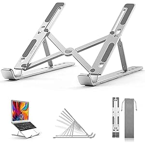 BoYata laptopstandaard, 6 niveaus in hoogte verstelbare draagbare laptophouder voor bureau, aluminium opvouwbare…