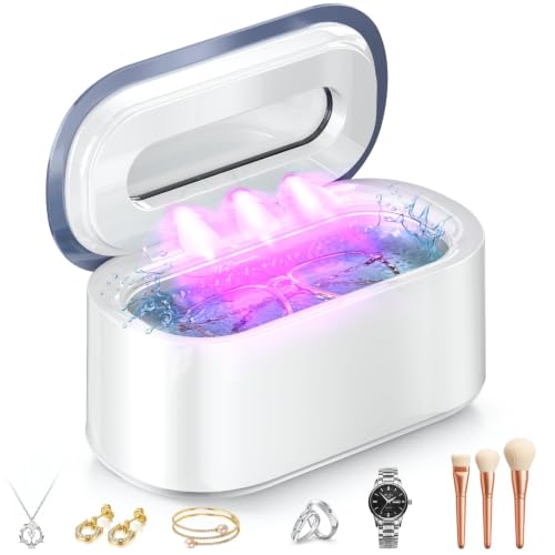 Ultrasonic Jewelry Cleaner, 48KHz Sonic Cleaner for Rings Glasses Retainers | 30W Ultrasonic Cleaner with Dual Cleaning Modes, 304 Stainless Steel Tank 12oz, 3 LED Light, Ideal Gift for Women Mom Wife - image 1