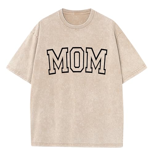 Family Matching Outfits Mom Shirt Vintage Acid Washed Oversized MOM