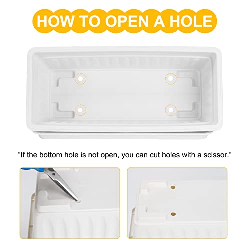 Osmofuze 6 Packs Window Box Planter, 17 Inches Flower Window Box Rectangular Plastic Vegetable Planters With Trays For Windowsill, Patio, Garden, Balcony, Porch White #TOP3