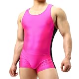 QiaTi Herren Farbe Block Wrestling Singlet ärmellos ein Stück Bodysuit Stretch enge Passform Wrestling Uniform für Männer
