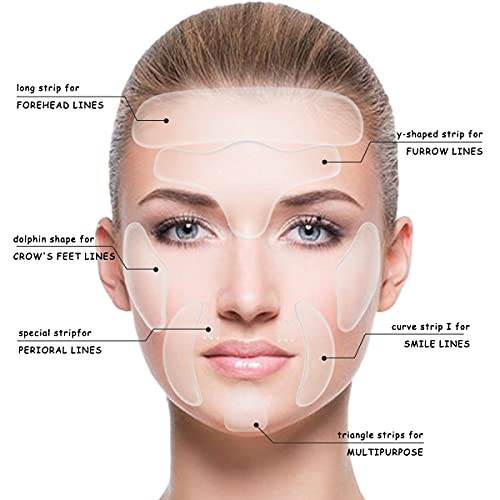 Surplex 16 Parches de Silicona Antiarrugas lavable Reutilizables transparente la frente Cara barbilla boca ojos,tiras… - Imagen 3