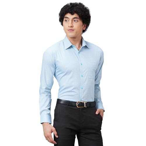Image of Raymond Men's Pure Cotton Structure Pattern Slim Fit Semi Cutaway Collar Full Sleeve Formal Shirt