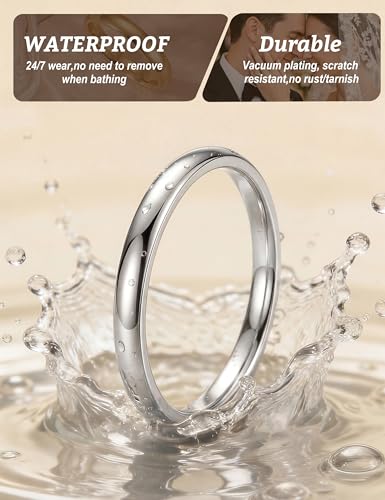 Image of ORAZIO Stainless Steel Rings for Men Women 6MM 8MM Wedding Band Rings Silver /Black /Gold Domed High Polished Basic Wedding Bands Comfort Fit Size 6-14
