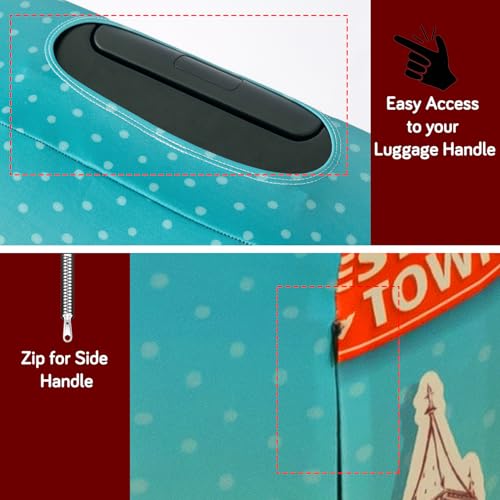 Image of HOKIPO 220gsm Durable and Washable Suitcase Covers for Trolley Suitcase, Medium (21-22inch) - Travel Stories (AR-6344-D4)