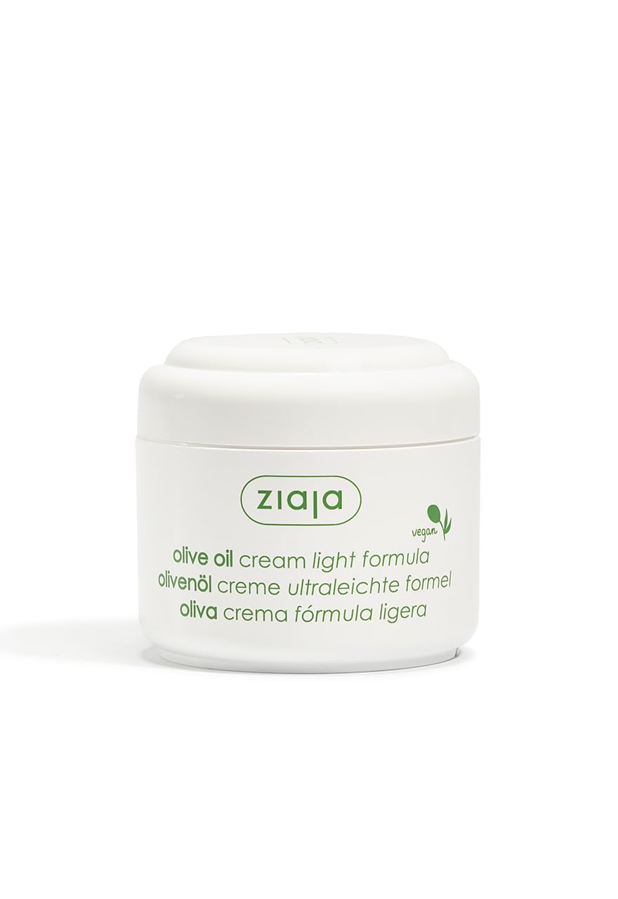 Ziaja Olive Oil Light Face Cream 100ml - Moisturising Cream for Dry, Dehydrated & Normal Skin - With Olive Oil & Shea Butter - Lightweight Formula for Sensitive Skin - Suitable from 3 Months+