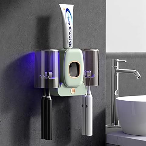 LANMOU Soporte Cepillo de Dientes Eléctrico con Esterilizador UV y Dispensador Pasta Dientes Cover
