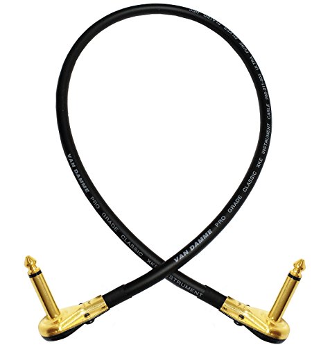 Van Damme Pro Grade Classic XKE -  Set de cables de 61 cm, ultraflexibles, apantallados, chapado en oro 6,35 mm, perfil bajo, tipo de ángulo recto, conectores tipo TS Cover