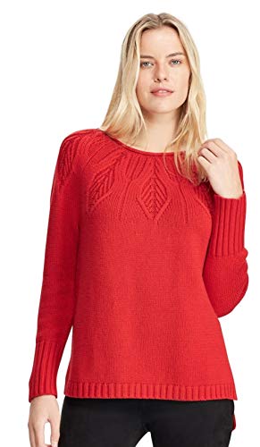 Chaps Womens Stitched-Yoke Crewneck Pull Over Long Sleeve Sweater (Red, Xxl) #TOP3
