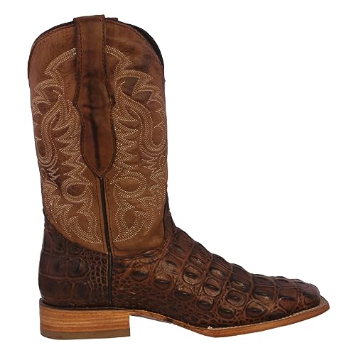 Texas Legacy Mens Brown Western Leather Cowboy Boots Crocodile Back Print Square3