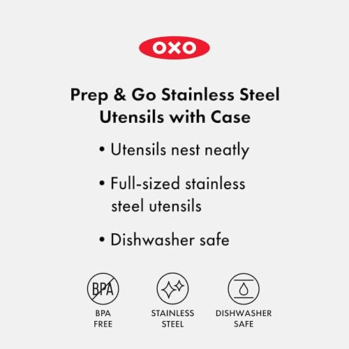 OXO Good Grips Prep and Go Utensils With Case - Ocean Blue | Reusable Stainless Steel Fork, Knife & Spoon, Compact Travel Case, Ideal for Work, School, Picnics, Dishwasher Safe - image 4