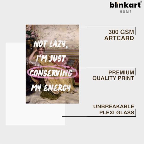 Image of BLINKART Framed Photo - Not Lazy | Altered Art Theme | Motivational & Inspirational Wall Art Poster for Home, Bedroom, Living Room, Office, Hotel & Gifting - 12x8 Inch