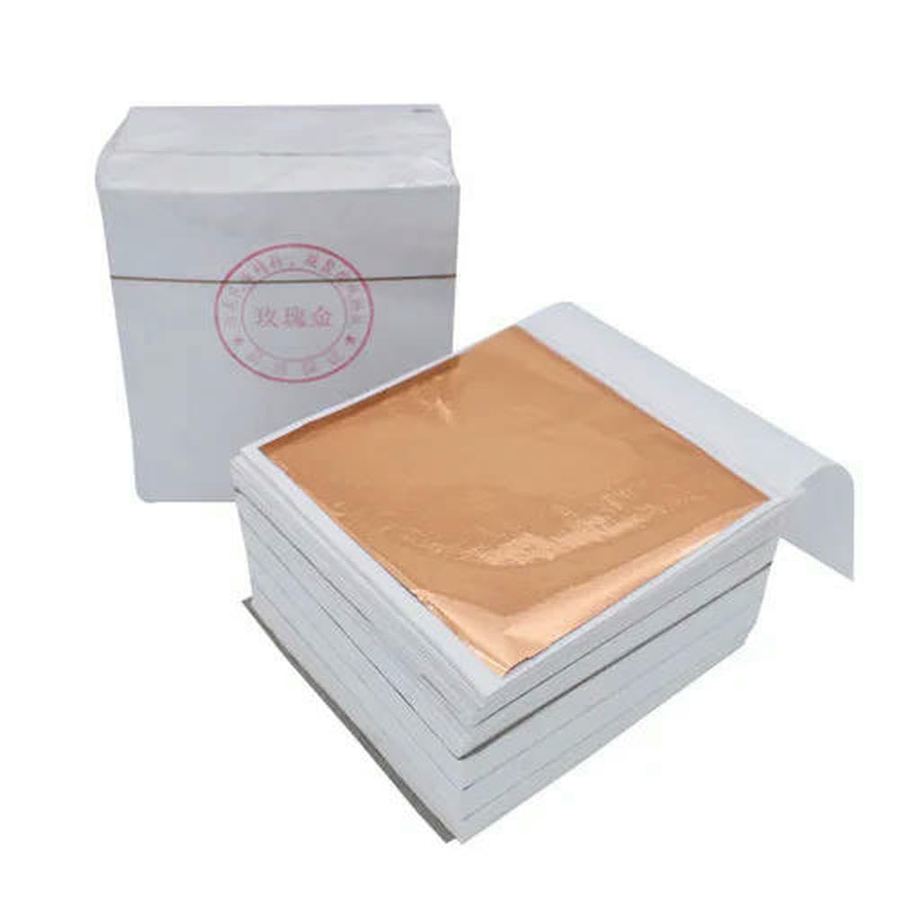 Gold Leaf Sheets, Multicolor Gold Leaf Foil Transfer Sheets 100 Pack For Crafts Gilding Decoration(Rose Gold)