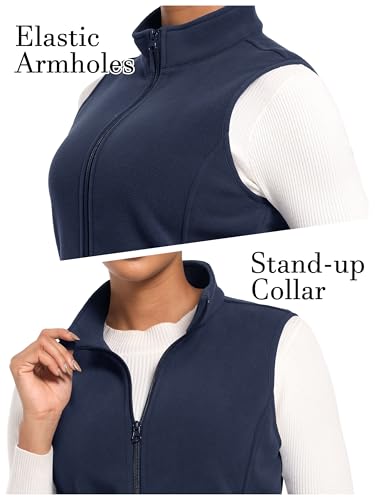 MAGCOMSEN Women's Fleece Vest Outerwear Sleeveless Lightweight Zip Jackets Warm Soft Vests with Zipper Pockets4