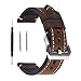 Price comparison product image Berfine Dark Brown 22mm Genuine Leather Wristwatch Watch Band Oil Tan Vintage Strap for Men with Stainless Buckle