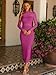 Caracilia Womens Mesh Dress Long Sleeve Mock Neck Bodycon Sheer Going Out Cocktail Night Club Midi Dresses 3 Piece Outfits Hot Pink X-Large