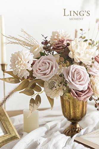 Ling's Moment Natural Dusty Rose Artificial Flowers Combo For Diy Wedding Bouquets Centerpieces Arrangements Party Baby Shower Home Decorations #TOP3
