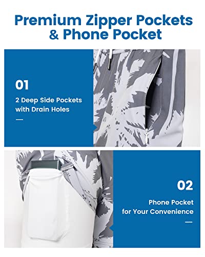 Image of maamgic 5inch Mens Swim Trunks with Compression Liner 2-in-1 Swimming Shorts Stretch Quick Dry with Zipper Pockets