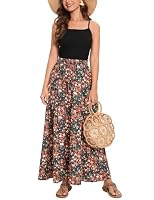 Hount – Hount Damen Blumen Rock mit Gummizug Leicht Viskose Strickro